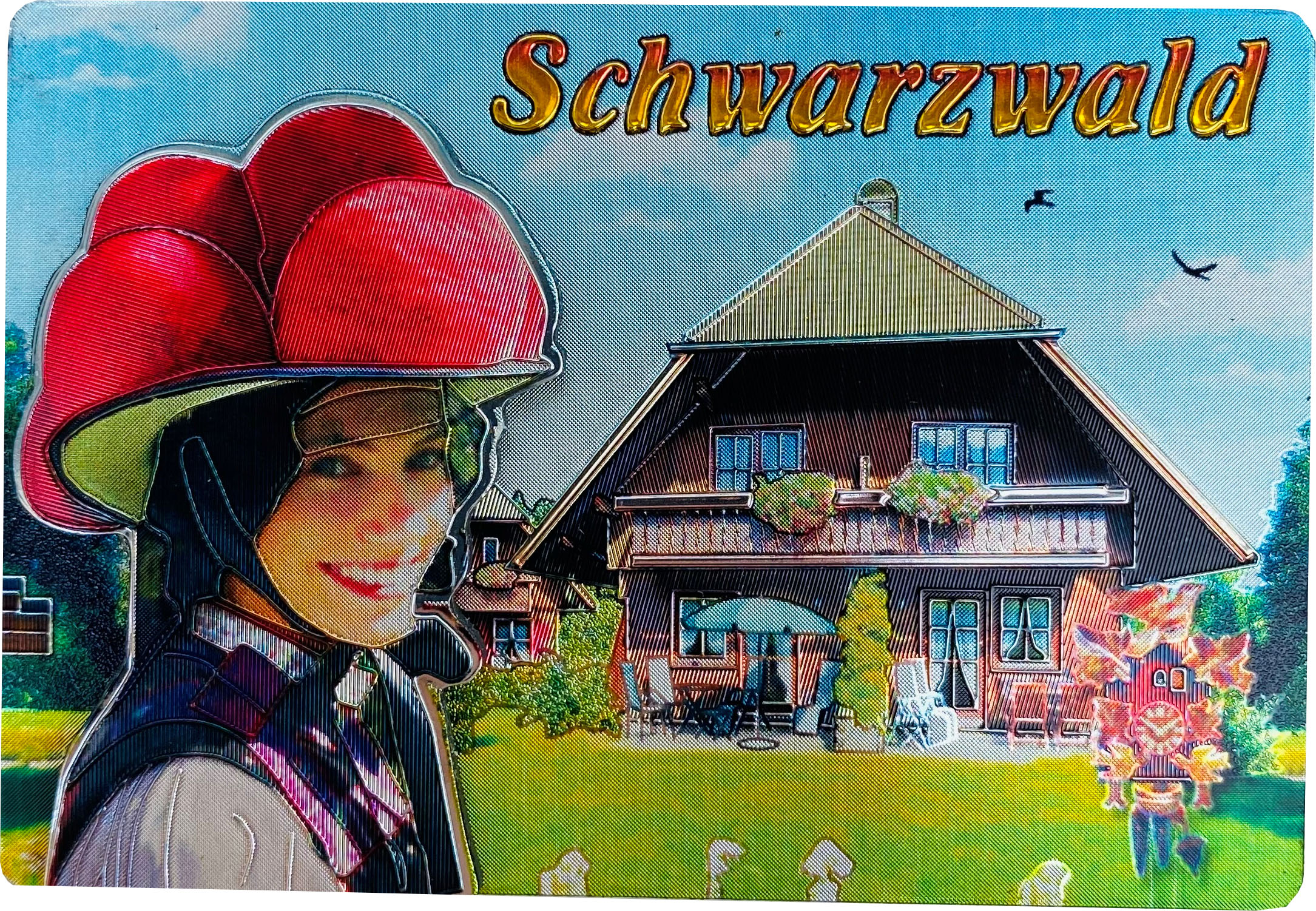 Magnet Schwarzwaldhaus mit Schwarzwälderin