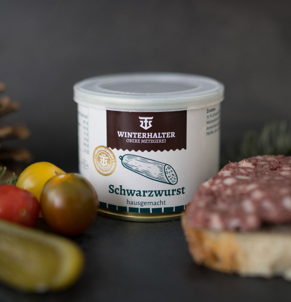 Hausmacher Schwarzwurst in der Dose, 185gr. Hausmacher Schwarzwurst in der Dose, 185gr.