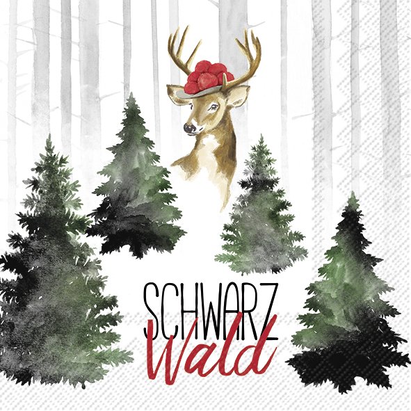 Servietten 33x33 cm - Schwarzwald mit Hirsch Servietten 33x33 cm - Schwarzwald mit Hirsch