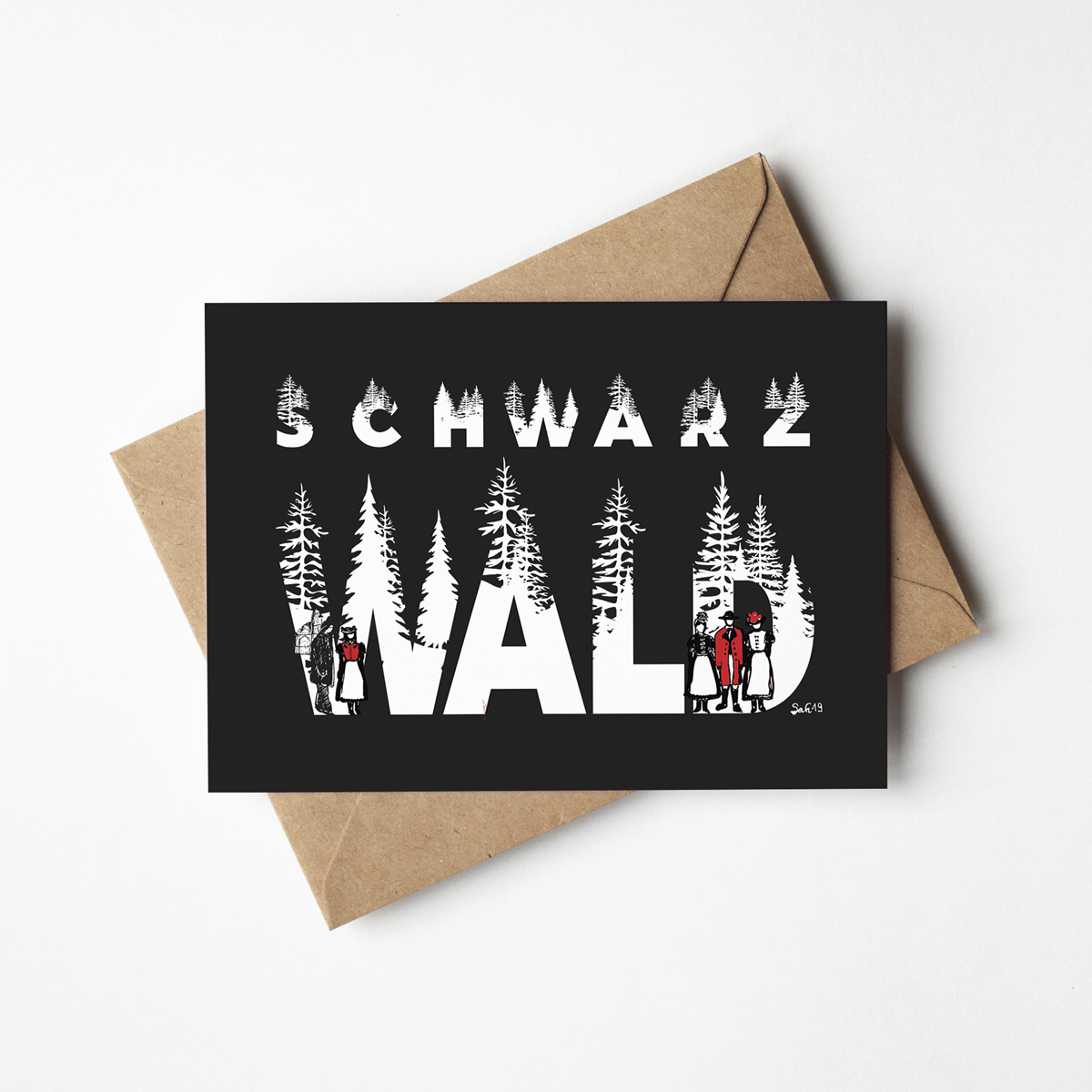 Postkarte mit Schriftzug "Schwarzwald"