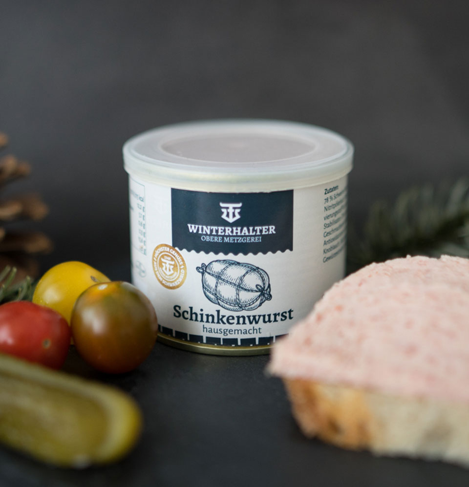 Hausmacher Schinkenwurst in der Dose, 185gr. Hausmacher Schinkenwurst in der Dose, 185gr.