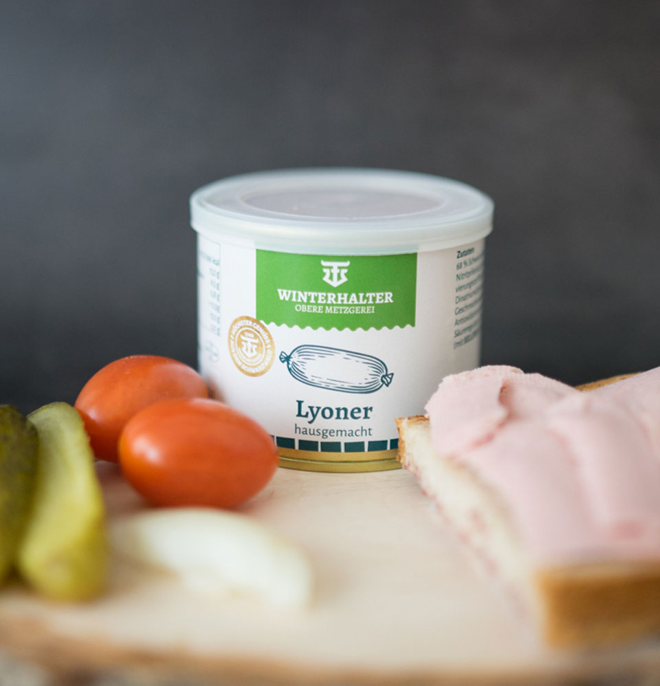 Hausmacher Lyoner in der Dose, 185gr. Hausmacher Lyoner in der Dose, 185gr.