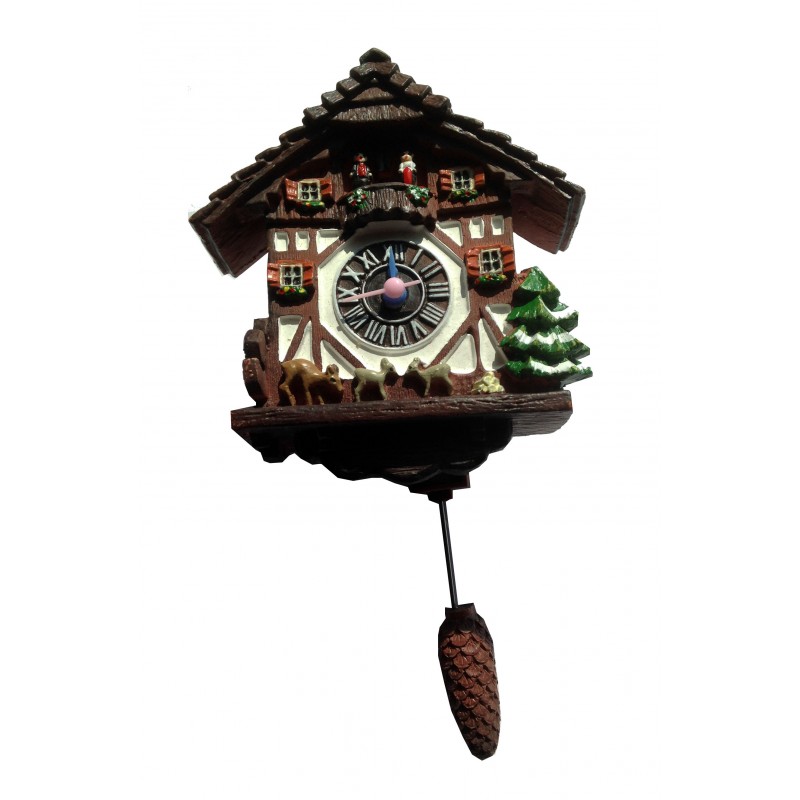Magnet Uhr mit schwingendem Zapfenpendel dunkel