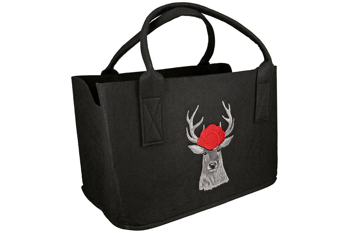 Filz Tasche Hirsch mit Bollenhut Filz Tasche Hirsch mit Bollenhut